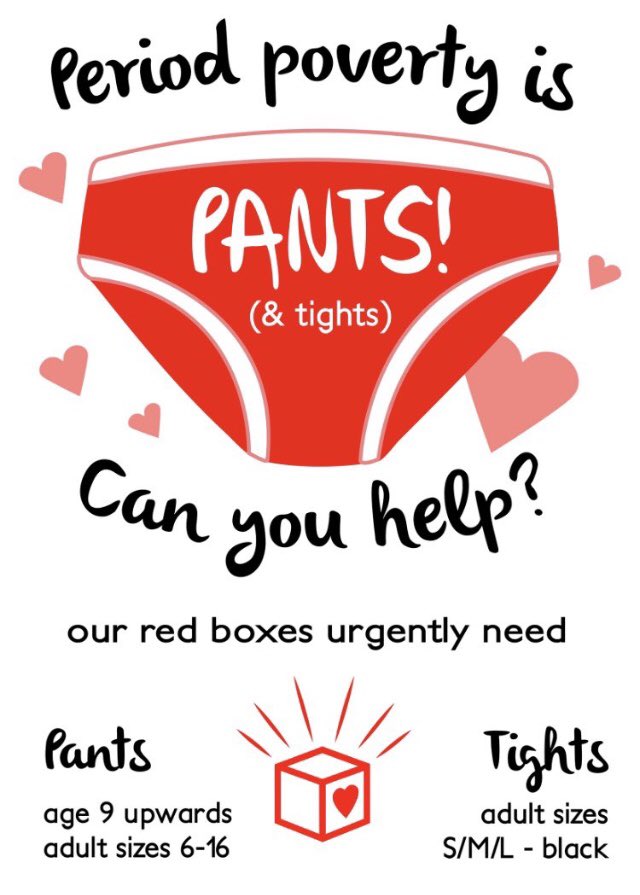 redboxprojectr1's tweet photo. We need new knickers and black tights for our school boxes if you can donate please see our drop off points attached  Co-op @RooleymoorCoop and @coopcutgate are also collecting this Nov  Thanks https://t.co/wwNDPj2VF7