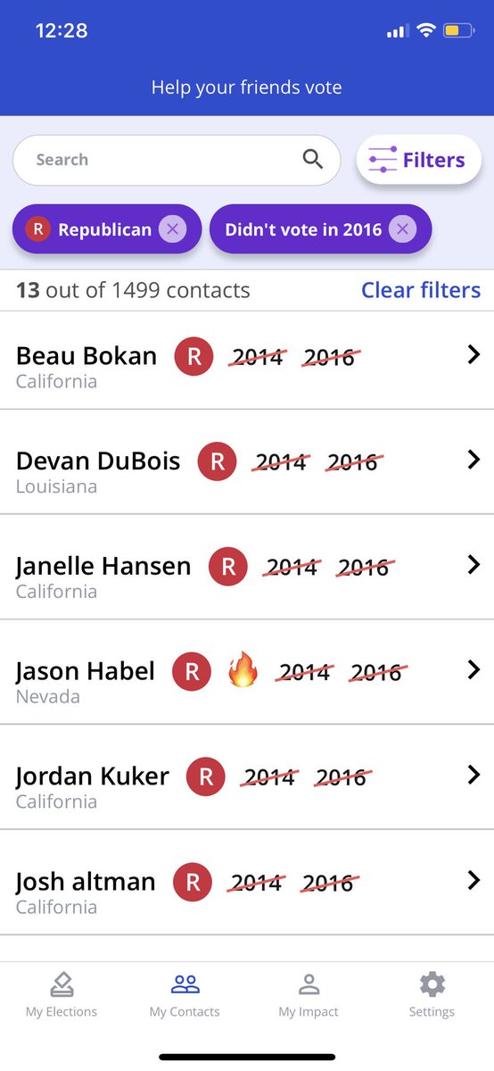 crystalleigh's tweet image. the app also can show you who is registered rep or dem etc and who didn’t vote in 2016! I highly recommend everyone download this app and use it to help educate your friends before the next election!!! It’s called @VoteWithMeApp