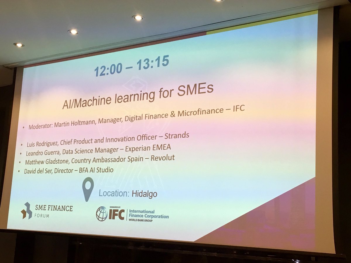 BFAGlobal's tweet image. The panel on AI/Machine learning for SMEs starting now @SMEFinanceForum #SMEFF18 #fibrai #AI #ML