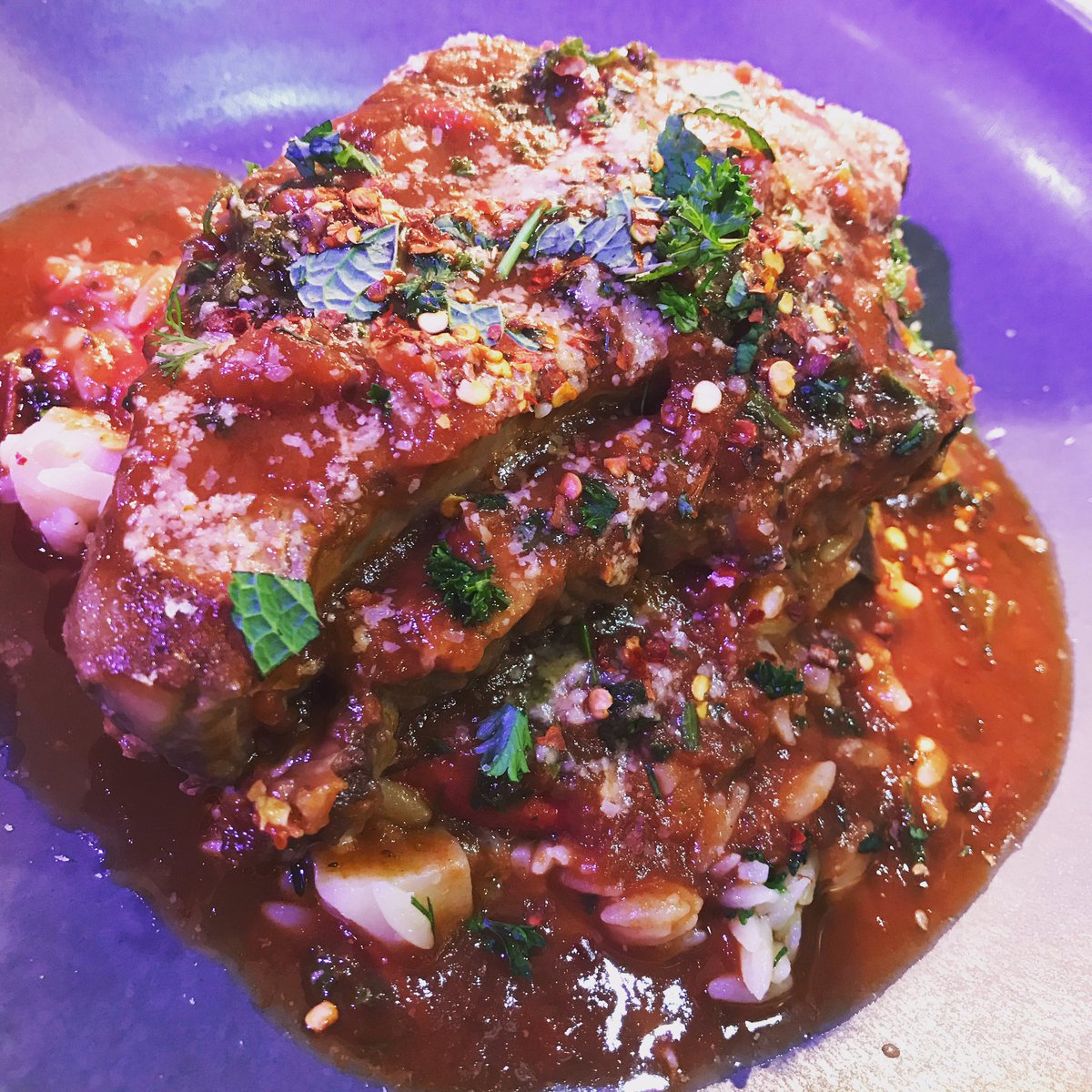 Lake District farm Lamb shoulder with tomato cinnamon sauce and myzithra cheese 🐑 <a href="/minglai24/">Ming Lai</a> @RA_Food <a href="/AlexCirillo1/">Alex Cirillo</a> <a href="/christinabenj/">Christina Benjamin</a> <a href="/HamNotSpam/">Jason Nelson-Smith</a>
