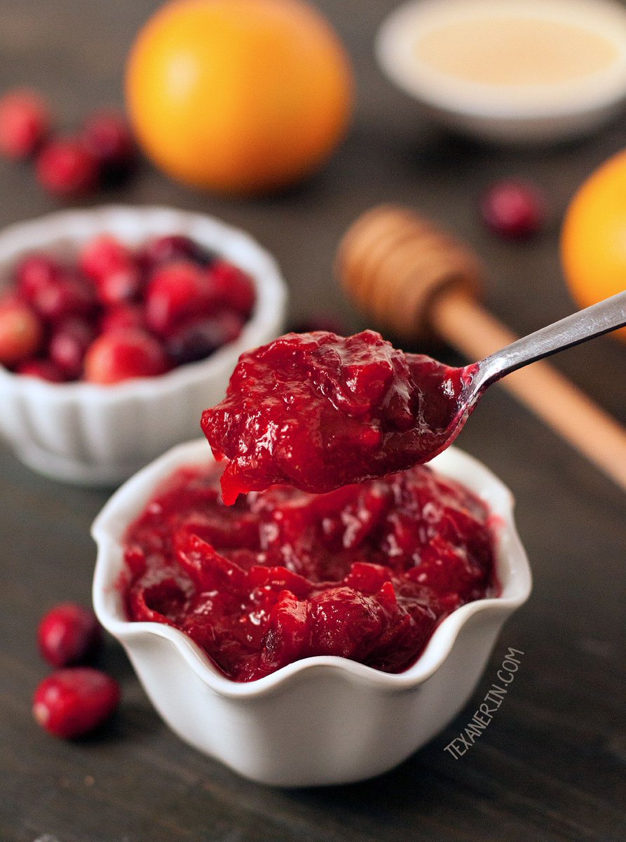 texanerin's tweet photo. This cranberry orange sauce is totally honey (or maple) sweetened, loaded with orange flavor and is quick and easy to prepare! Perfect for the holidays. Naturally #paleo with a #vegan option. https://t.co/VE6iiTNis4 #glutenfree https://t.co/6Dvs1Vevaz