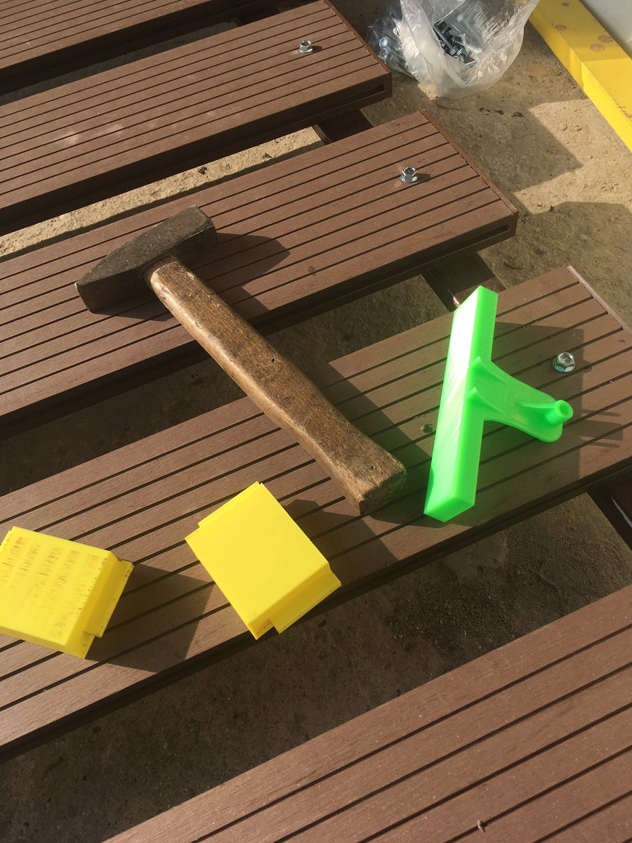 grafitomi's tweet image. My latest project is a #practicalprinting heaven. Bought some WPC boards cut them to three.. printed endcaps. Printed drilling aid for well positioned holes. And also #3dprinted spacers for nice even placement. #sharelearngrow