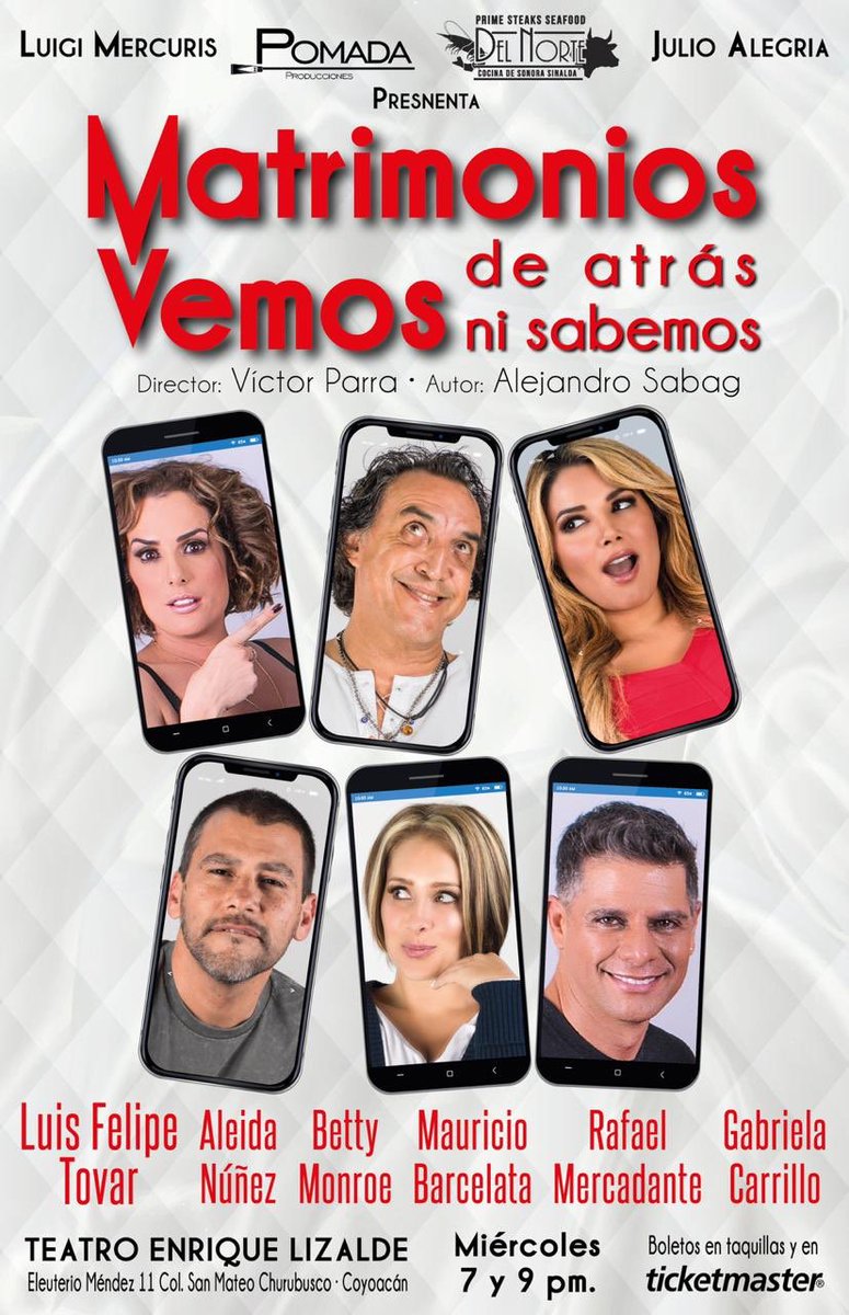 Hoy los invito al #Teatro Enrique Lizalde no se pueden perder esta comedia donde no pararan de reír “Matrimonios vemos, de atrás ni sabemos “ con <a href="/LFTActor/">Luis Felipe Tovar</a> <a href="/MBarcelata/">Mauricio Barcelata</a> <a href="/gabycarrillomx/">ᴳᴬᴮᴿᴵᴱᴸᴬ ᶜᴬᴿᴿᴵᴸᴸᴼ</a> <a href="/mercadanterafa/">Rafa Mercadante</a> <a href="/aleidanunez/">Aleida Nuñez</a>