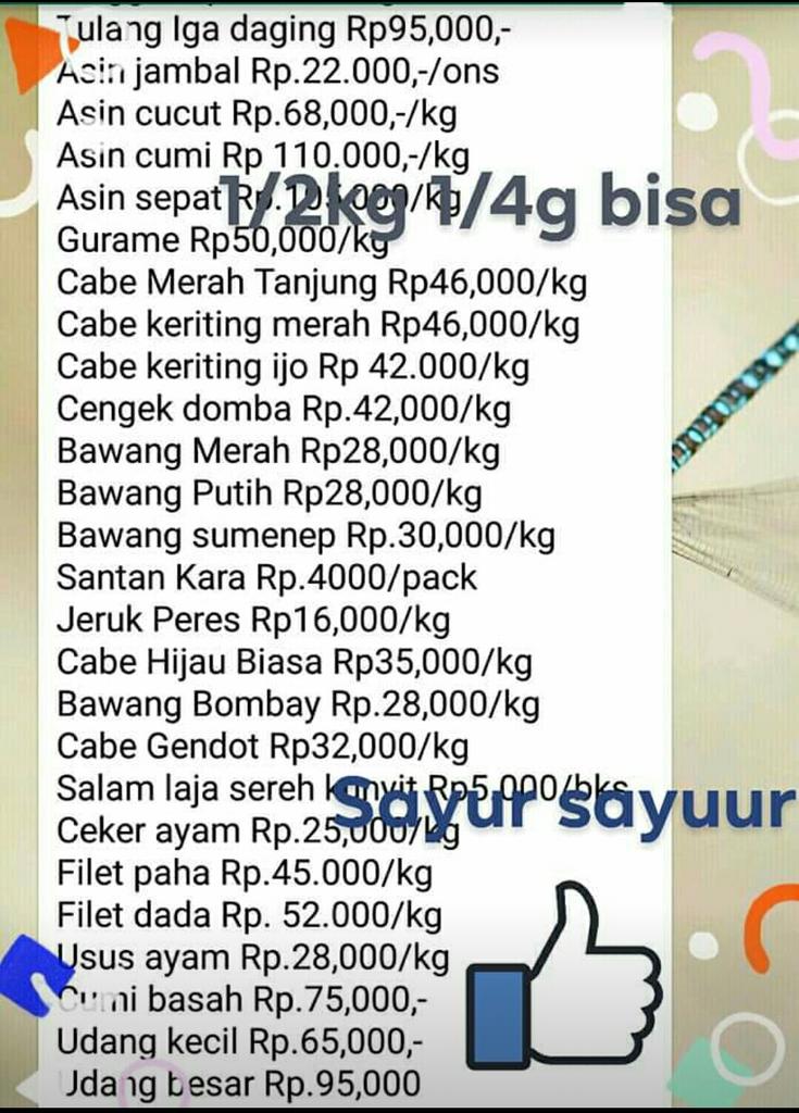 pasaronlinebdg's tweet photo. Tukang sayur kirim pagi .. WhatsApp 085524443852 lengkap 1/2kg 1/4kg bisa.. @infobandung @infobdg @PRFMnews @pln_123 https://t.co/WOYqavnp2q