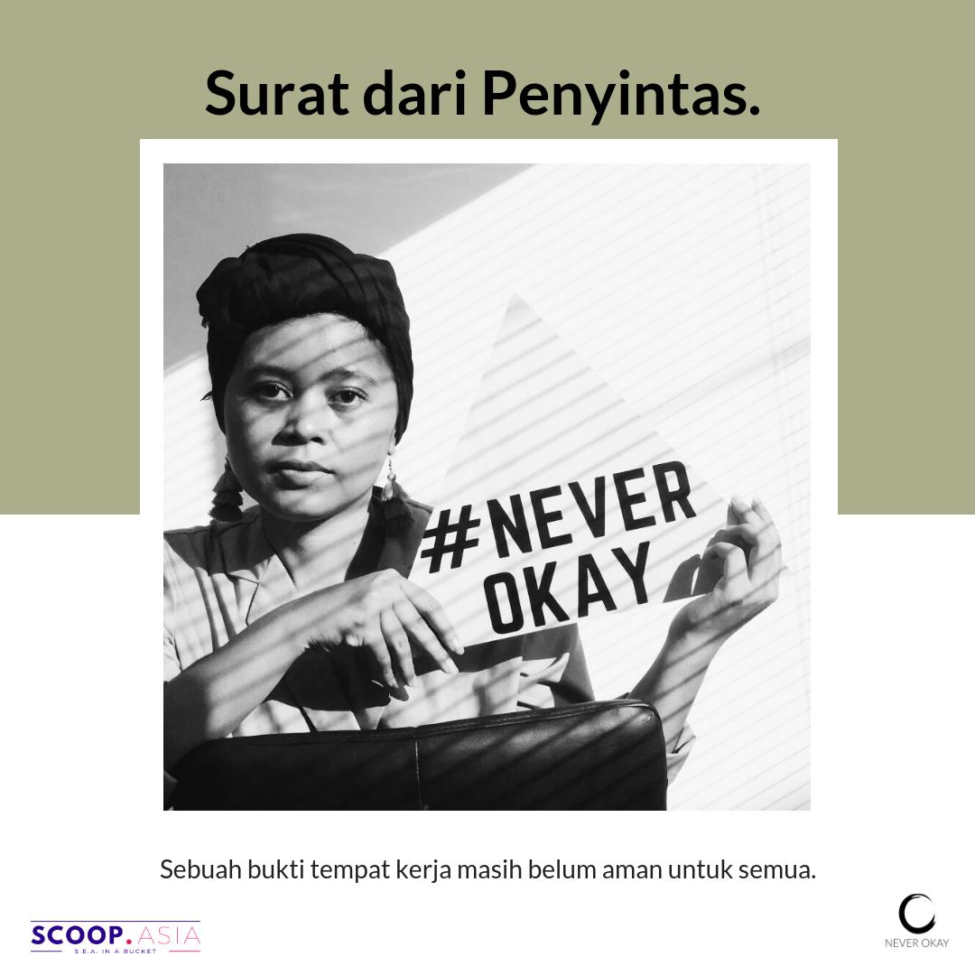neverokayprjct's tweet image. Di episode pertama ini, kami meminta Trinzi dan Willy membacakan dan merespon cerita anonim yang dikirimkan ke website never okay project. Cerita-cerita yang dibacakan sudah mendapatkan persetujuan dari pengirim. 

#VideoJourney dapat diakses di: bit.ly/SuratDariPenyi…