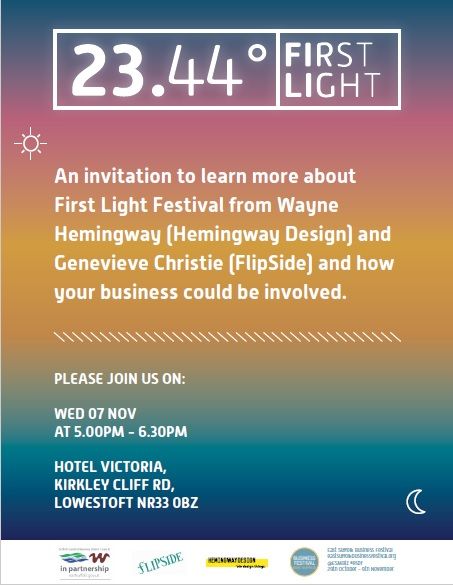 TONIGHT hear @WayneHemingway talk about the exciting new festival coming to Lowestoft next year and how YOUR business can get involved. 5pm at @Hotelviclow #esbf @EastSuffolk