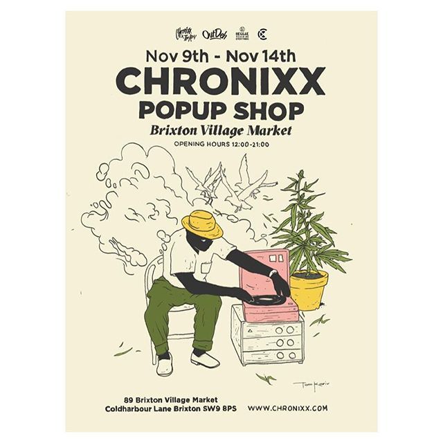 Chronixx pop-up shop in Brixton Village Market, 9–14 Nov 2018 w/ Out Deh x RTME x One Love Books. Look out for Chronixx x Tom Kariv collab plus new prints from Joachim Maquet #chronixx #brixton ift.tt/2Owc35g