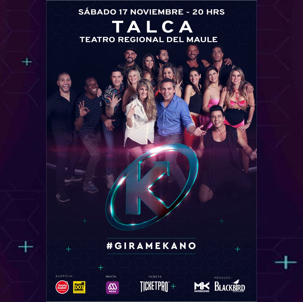 GiraMekano's tweet photo. 🚨ATENTOS AMIGOS DE #TALCA , la #GiraMekano aterriza este sábado 17 de nov. a las 20hrs en  @TeatroRegional . Aprovechen el 50% de descuento (compra presencial) en Tiendas #Hites y boleterías del #TeatroRegionalDelMaule ¡Imperdible! 😀👍🏼📺🎶💃 #Mekano @ENFOQUEAM @radiofantastica https://t.co/JmN9IV2MLJ