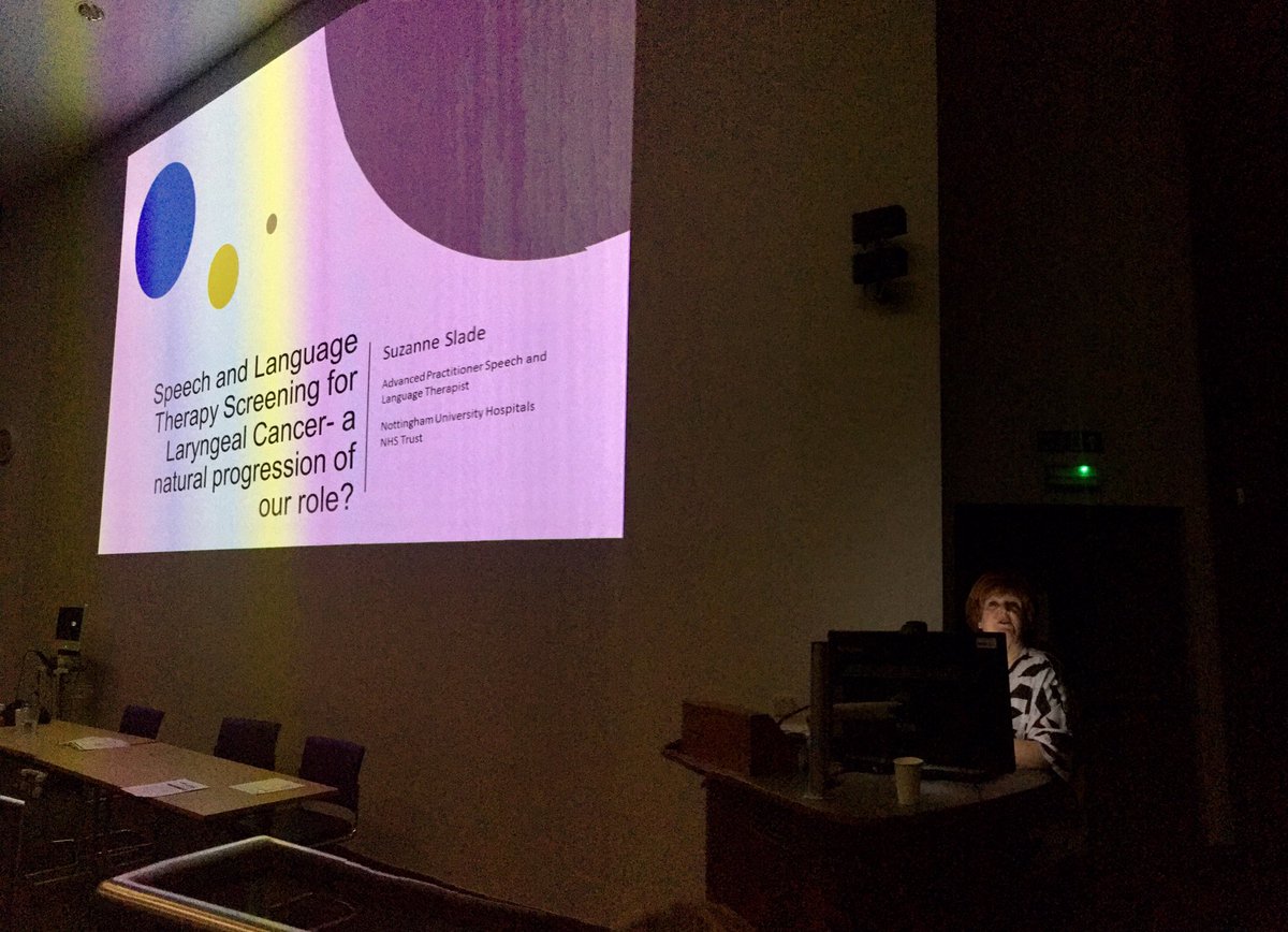 Newcastle Upon Tyne ENT Speech and Language (@newcastleentslt) on Twitter photo SLT SCREENING FOR LARYNGEAL CANCER?!? Fantastic, thought provoking presentation by <a href="/HFionaRobinson/">Fiona Robinson</a> on behalf of Suzanne Slade; presenting the values and risks of such a service! Canโt wait to hear the outcomes of your pilot #slt #headandneckcancer #laryngology #rcslt SLT SCREENING FOR LARYNGEAL CANCER?!? Fantastic, thought provoking presentation by <a href="/HFionaRobinson/">Fiona Robinson</a> on behalf of Suzanne Slade; presenting the values and risks of such a service! Canโt wait to hear the outcomes of your pilot #slt #headandneckcancer #laryngology #rcslt