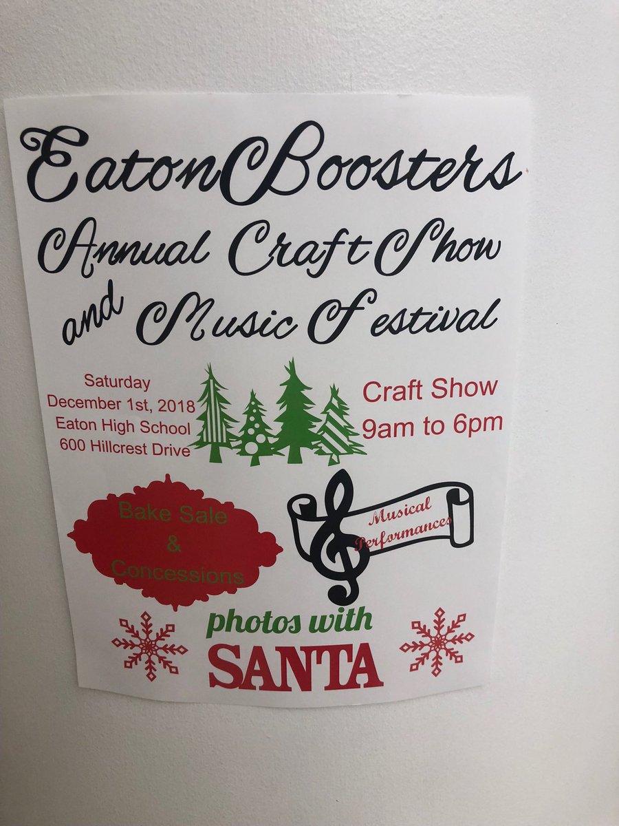 Support the students and Boosters Club on December 1st. There are concerts in the PAC and a craft show in the high school.