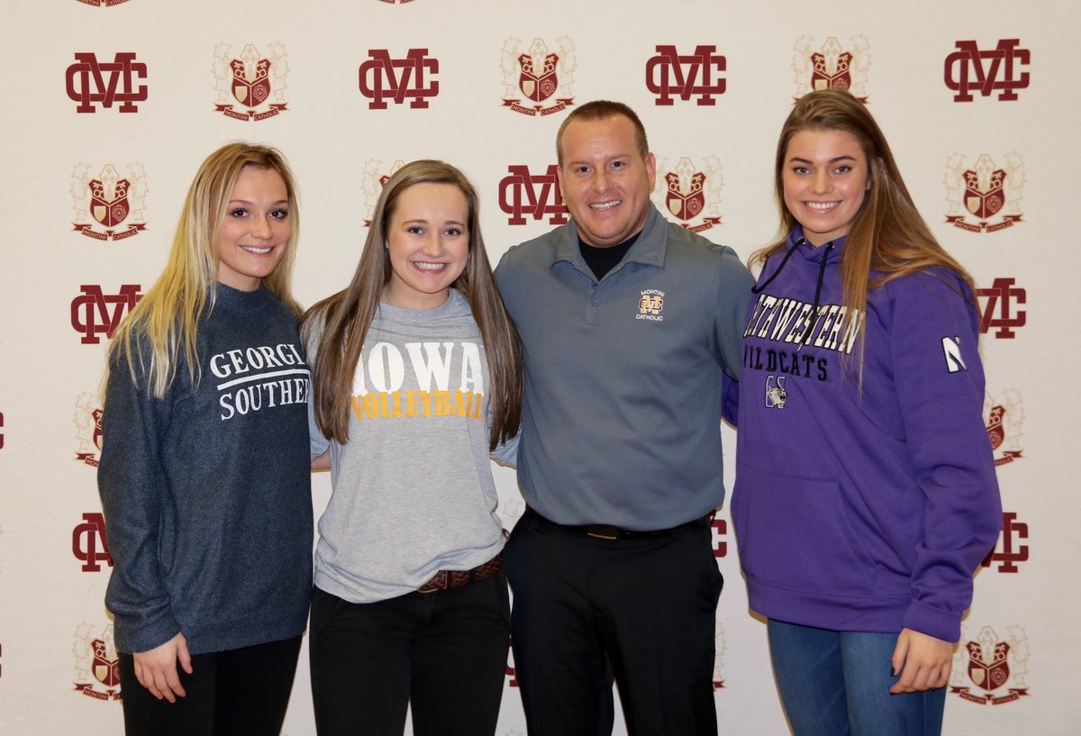 MontiniVB's tweet photo. Big Day for the Montini Lady Bronco Volleyball Program! Congrats to @BoyerJoslyn @caitlynmeeks3 and @JohannaKingsfi1 for an awesome College Signing Day! https://t.co/2bCMLP6Fag