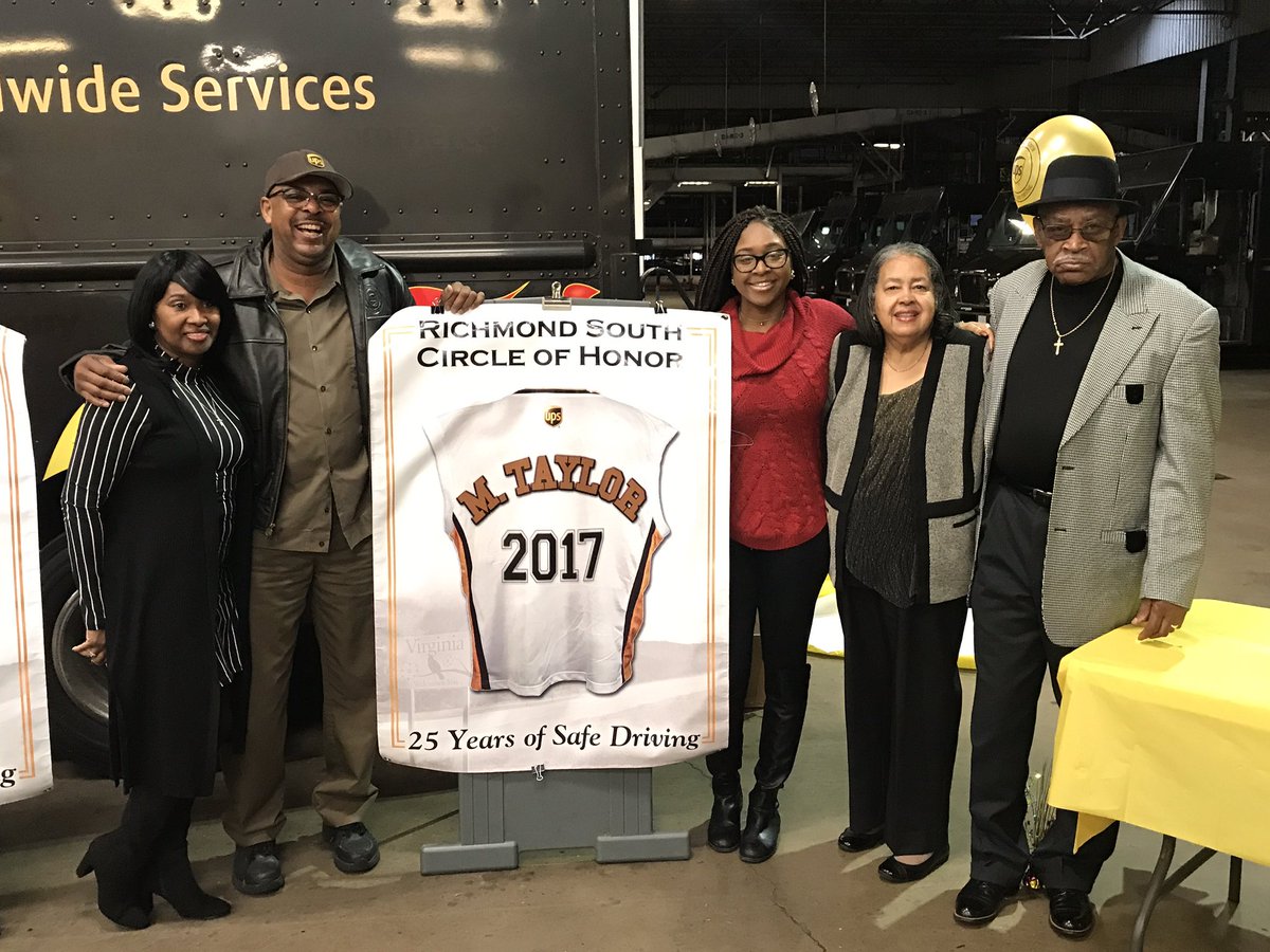 EMajeticUPS's tweet photo. Congratulations to 4 of the Mid-Atlantic Districts finest!  Milton Taylor, David Clay, Kenny Chism and Robert Ginn - all Inducted into UPS’ Circle of Honor! @MidAtlUPSers @RichmondSafety #COH https://t.co/I3CaFPnSKe