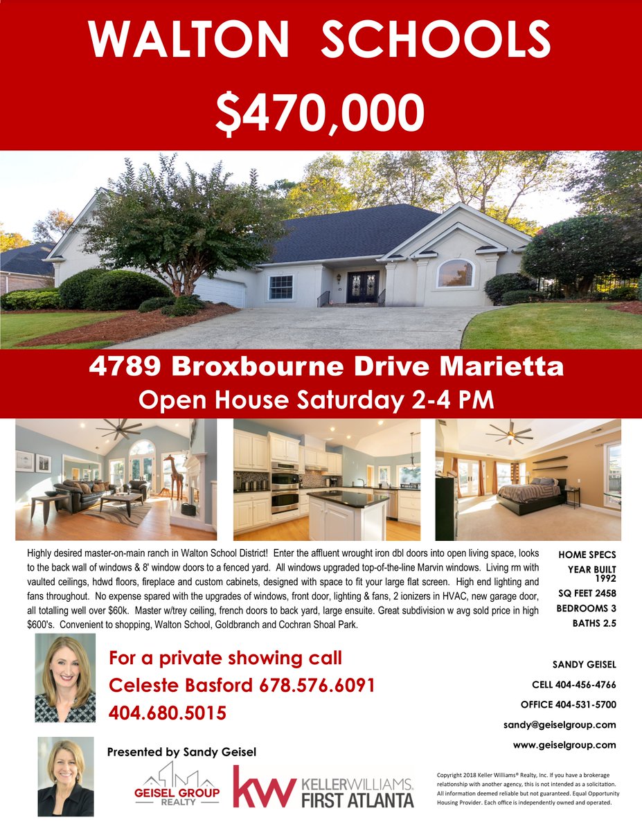 GeiselGroup's tweet image. Reduced! Walton Schools! $470K Open house Sat 2-4pm 4789 Broxbourne #geiselgrouprealty  #eastcobb #eastcobbrealestate #marietta #mariettarealestate #atlantaopenhouse #eastcobbopenhouse #mariettaopenhouse #homesforsale #housesforsale  #camdenplace #waltonhighschool #waltonschools