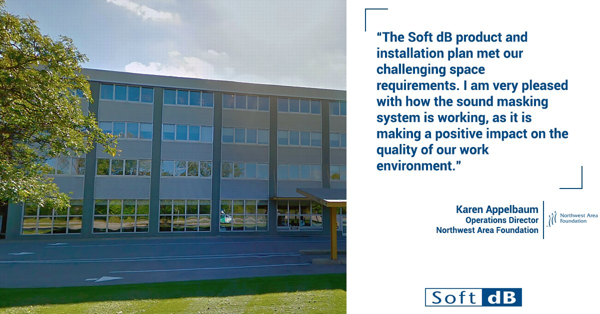 Many of our clients trust the Soft dB Sound Masking System, including <a href="/NWAFound/">Northwest Area Found</a>. bit.ly/2kNbU18 #EffectsofNoise #SoundMasking #OfficeComfort