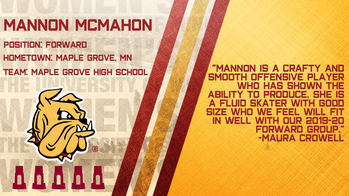 UMDWHockey's tweet photo. #BulldogCountry, welcome 2019 signee @MannonMcMahon! As a junior in 2017-18, she led Maple Grove with 21-31–52 in 27 games played. #GoDogs https://t.co/DOPxVmVEGQ