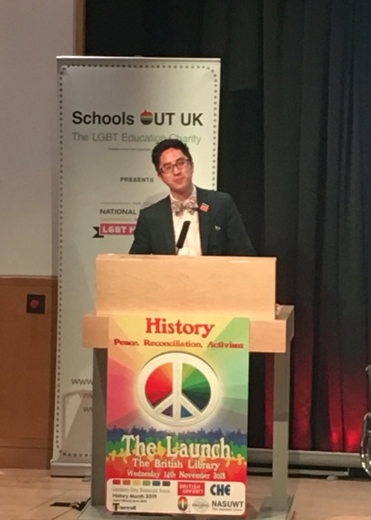 sacha_coward's tweet image. My musband @DanNouveau is speaking on behalf of @MuseumPrideLDN for the launch of #lgbthm19 SO PROUD!!! 😭😭😭