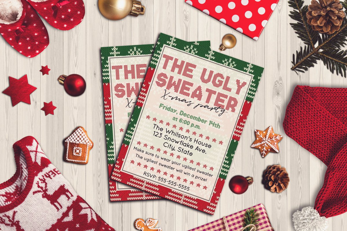 The #UglySweater #Christmas #Party #Invitation, Christmas Invitations, Christmas Party Invitation, X-mas Party Invitation, Printable, Digital etsy.me/2OJf9mx #papergoods #christmas #winter #printable #digital #xmas #partyinvitation #etsy #christmas2018 #usa #uk
