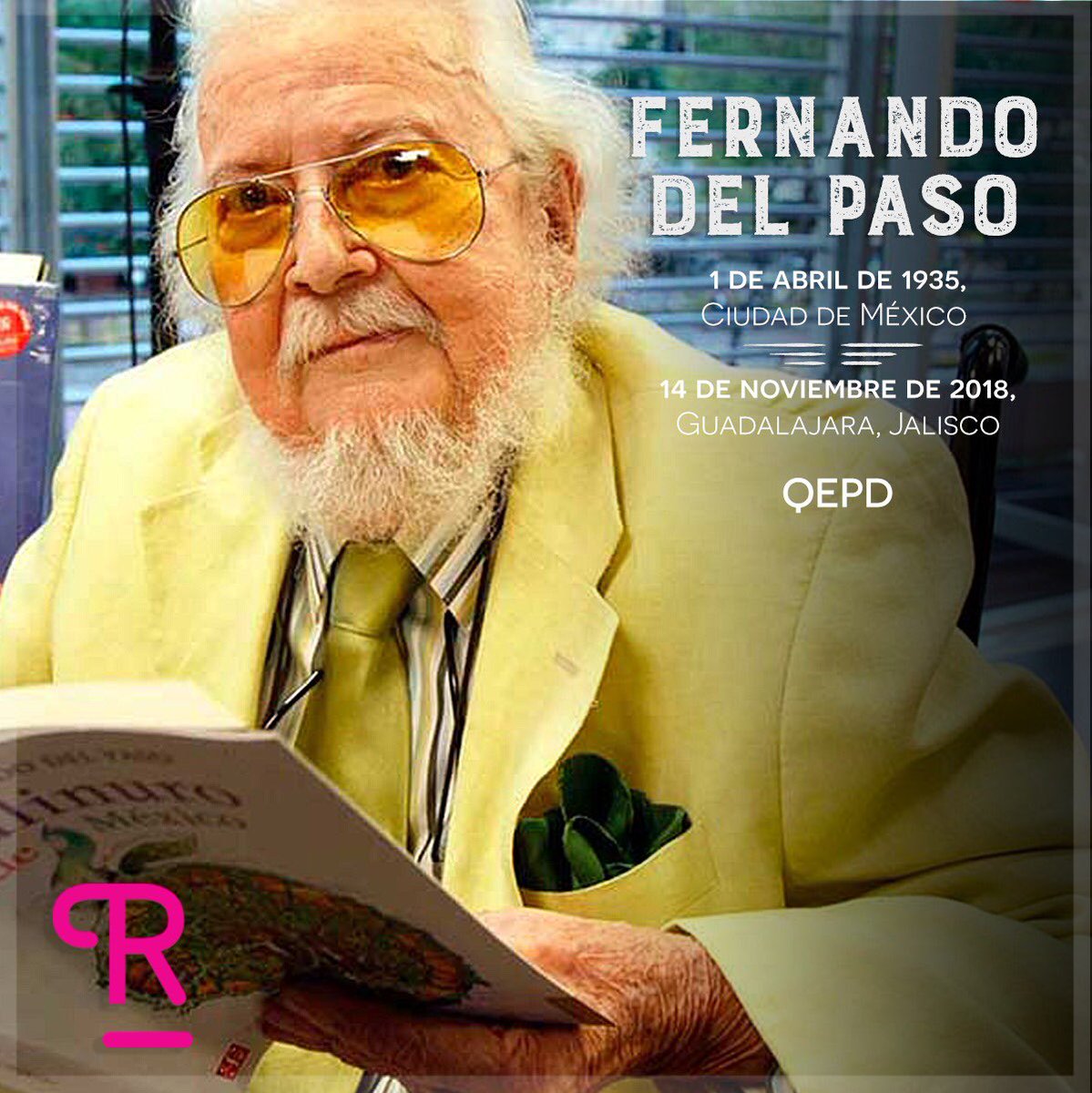 Rosario_Robles_'s tweet photo. Lamento mucho la muerte de Fernando del Paso, uno de nuestros grandes escritores y de mis favoritos. Premio Cervantes, orgullo de México y de nuestra lengua. Nos deja sus letras, sorprendentes y colmadas de sabiduría. QEPD https://t.co/7x8yOjadDJ
