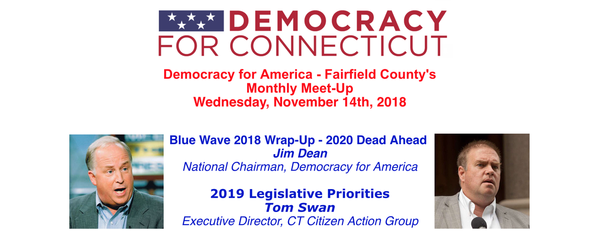 DFAinCT's tweet photo. Join @DFAinCT tonight at the Silver Star Diner in Norwalk. Good food &amp; progressive convo. DFA Chair @TheJimDean breaks down the midterms and CCAG's Tom Swan talks about progressive priorities in the 2019 CGA. https://t.co/UqtypQBPfz