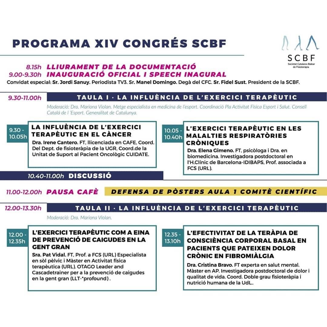 SCBF_SCientific's tweet photo. Ja només queden 10 dies per la gran data! El 24 de novembre teniu una cita indiscutible a l'Acadèmia de les Ciències Mèdiques. La influència de l'exercici terapèutic en el càncer, en l'esport i molt més! Que no t'ho expliquin! https://t.co/lg8XjYCNtc
#XIVCongresSCBF https://t.co/aiEVSxBhW0