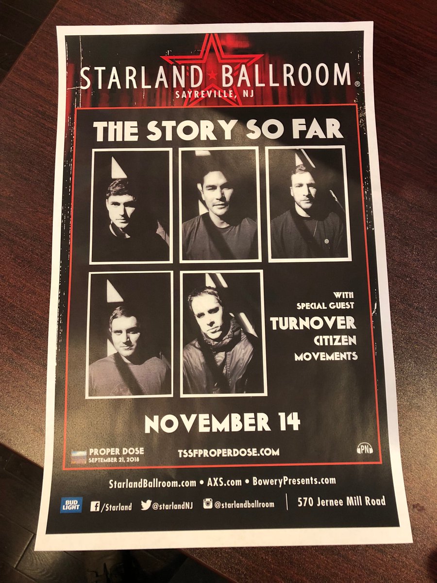 starlandNJ's tweet photo. SELL OUT ALERT! We have just been told that under 100 tickets remain for @thestorysofarca @turnoverva @CitizenMi + @movementsCA TONIGHT! LAST CHANCE, REST OF THE NORTHEAST IS SOLD OUT! https://t.co/1f8VBMDJKj https://t.co/I47r0fe66t