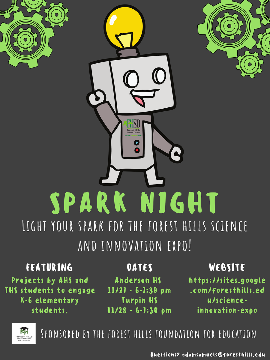 SamuelsEDU's tweet photo. Line following robots, bi-colored flowers, elephant toothpaste, and paper bridges. K-6 want to participate and learn? What will you create?! See you at Spark Night! Open house style, come and go as you please, pick either date! Learn more here: https://t.co/62GpoXOEDG #WEareFHSD https://t.co/q94bSapPPG