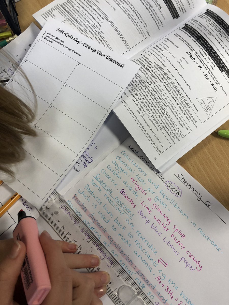 Year 10 triple scientists using Look, cover, write, check to close their knowledge gaps in chemistry using their knowledge organisers and then creating self-quizzes to aid retrieval practice #personalisedlearning @RetrieveLearn @ColneValleyHigh @MissSimpsonPE