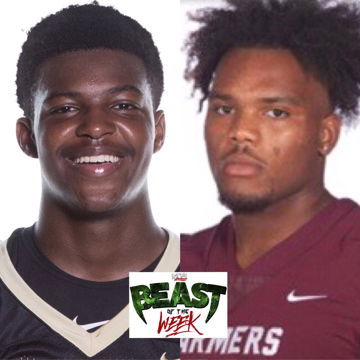 K104FM's tweet photo. #K104BeastOfTheWeek
Congrats to Brandon Mallory @Mal4brandon (Plano East) &amp; Jacobie Lewis @GEAUXXCOBI3 (Lewisville) on being named @K104FM BEASTS OF THE WEEK via https://t.co/mCt0AIHFjr #k104 #k104sports #txhsfb #PESH #EastSidePride #Plano #Lewisville #farmerpride #TakeTheAxeBack https://t.co/EBhflgEKAS
