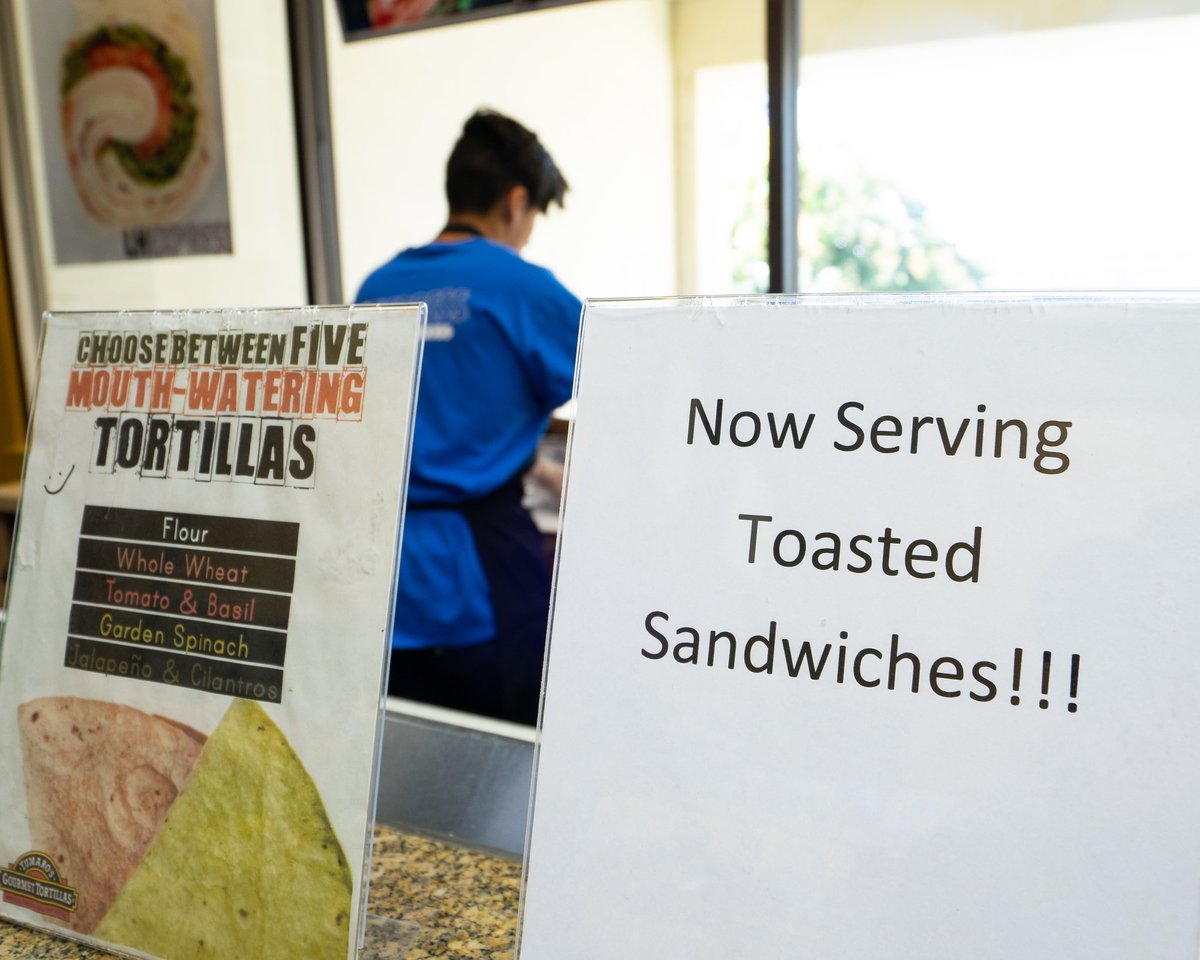 CSUFDining's tweet photo. Hey Titans! Did you know that when you place 5 orders at the Langsdorf Hall Express Cafe you earn $1 off your next order? Additionally announcing that the LH Express Cafe is now currently serving toasted sandwiches 🥪 #csuf #csufdining #titansreachhigher #calstatefullerton https://t.co/35Vi9d54q6