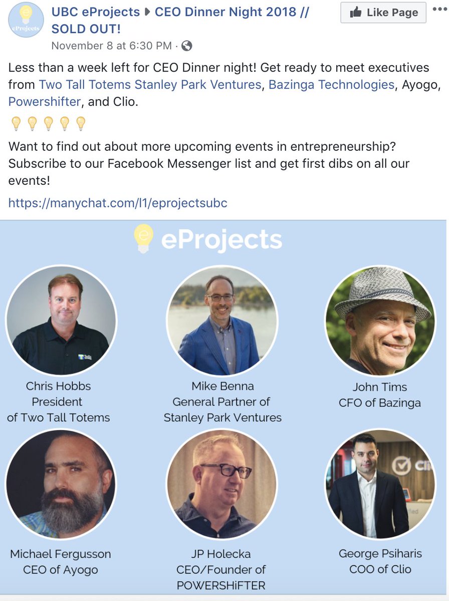 Our CFO John Tims is looking forward to meeting entrepreneurs and answering questions about Bazinga Technologies at tonight's UBC eProjects CEO Dinner. See you there! #condosoftware