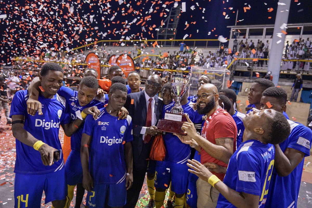 DIGICELJamaica's tweet photo. When you win your first ever #SchoolBoyFootball 🏆. Congrats to the #DigicelWalkerCup Champions #HydelHigh! https://t.co/SarvdjtOgT