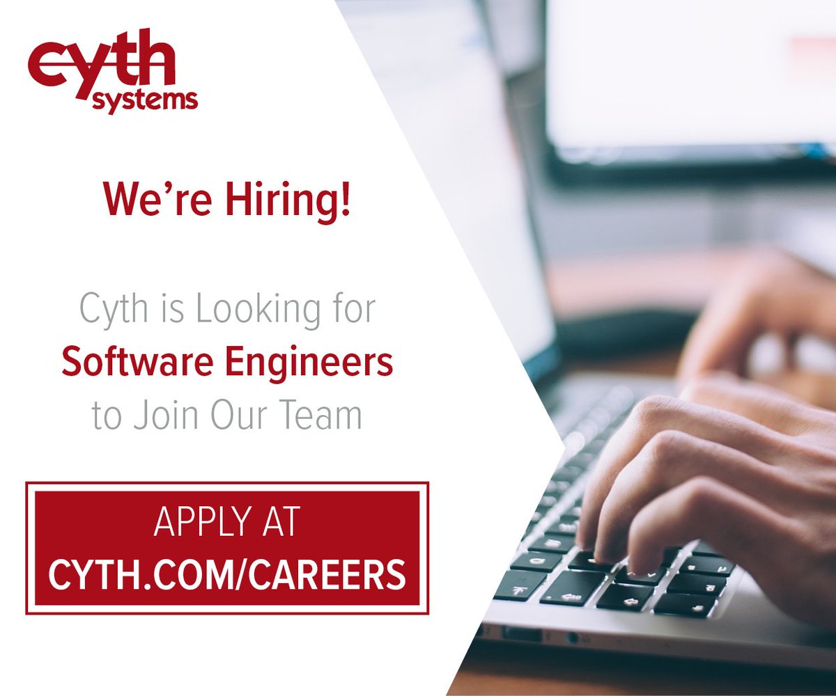 CythSystems's tweet photo. We're Hiring! Cyth is looking for Software Engineers to join our team! Apply now on our website: https://t.co/KxlduJNw1F
#cyth #cythsystems #engineeringcareerssandiego #softwareengineer https://t.co/RTRj7V8XLd