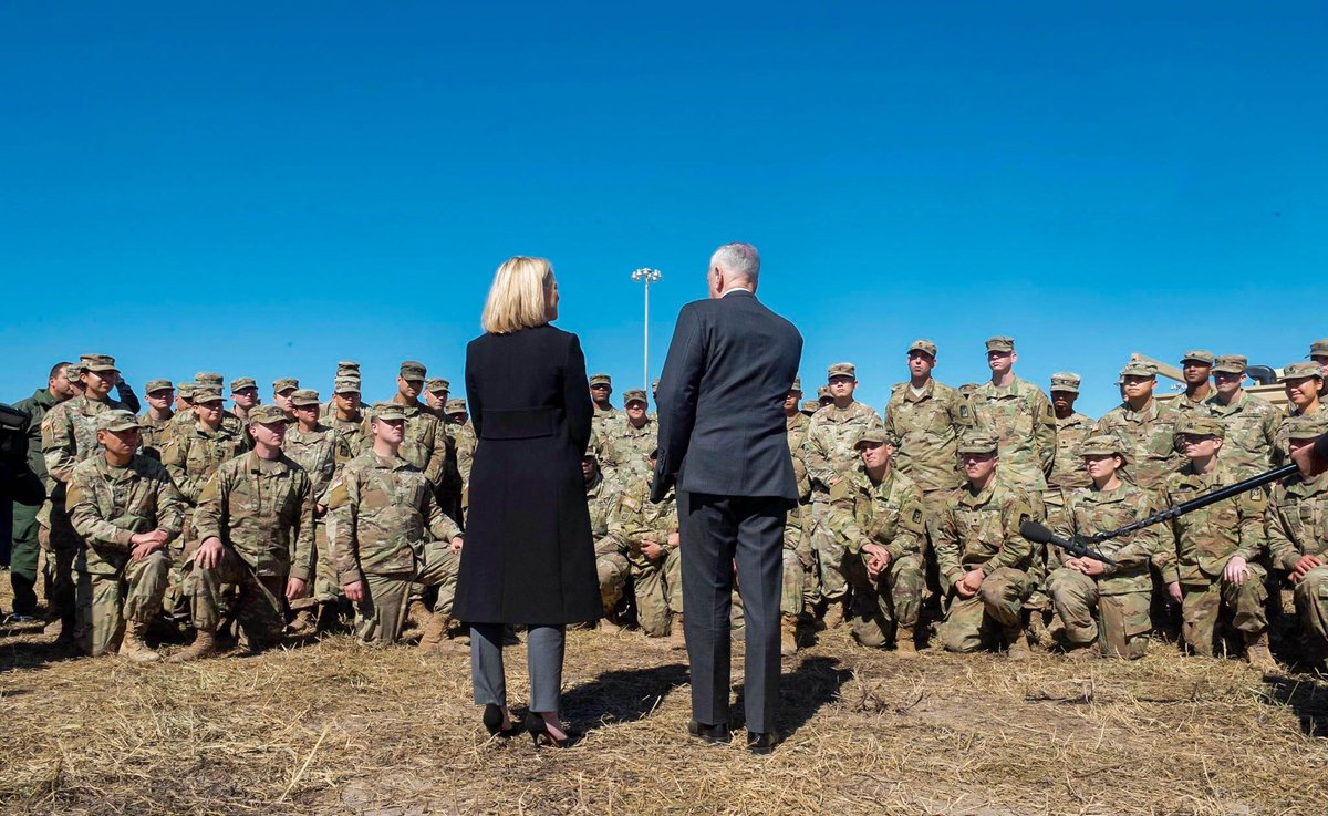 SecNielsen's tweet image. I met with #SecDef in #Texas today to highlight the work that we are doing together to secure our borders. I want to thank @DeptofDefense for their partnership across the full spectrum of @DHSgov missions.
