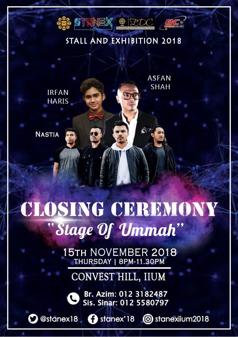 hananiharis_'s tweet photo. closing ceremony! artis jemputan irfan haris, asfan shah & nastia! jom datang malamni at convest hill! #uia #stanex #asfanshah #irfanharis #nastia @AsalGombak @iium_src @IFSCIIUM @iiumLOL @IIUMOnline @OfficialIIUM https://t.co/kMs7o6OUco
