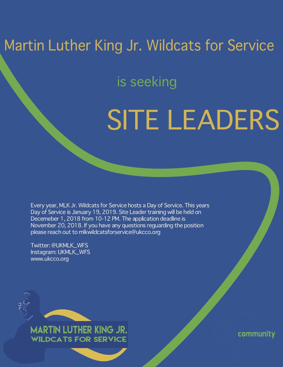 Site Leader Applications are now open! Be sure to apply using the link in the bio. If you have any questions regarding the position, please email mlkwildcatsforservice@ukcco.org.