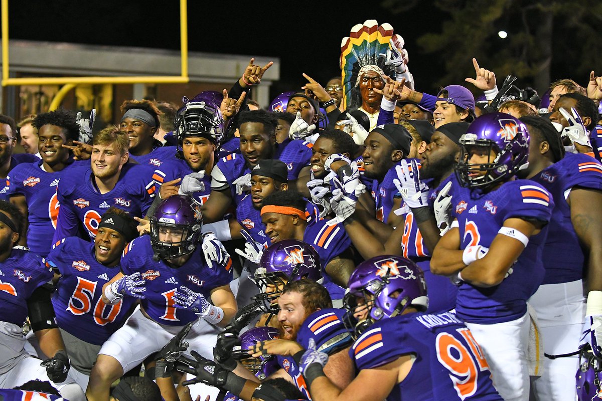 NSUDemonsFB's tweet photo. Nothing, anywhere, like the #BattleForChiefCaddo. Lots of eyes will be on the Demons and Lumberjacks Thursday night - https://t.co/EaXRVESsr7 #Demon18all #EAT #NeverYield #KeepTheChief https://t.co/qBelSvg57r