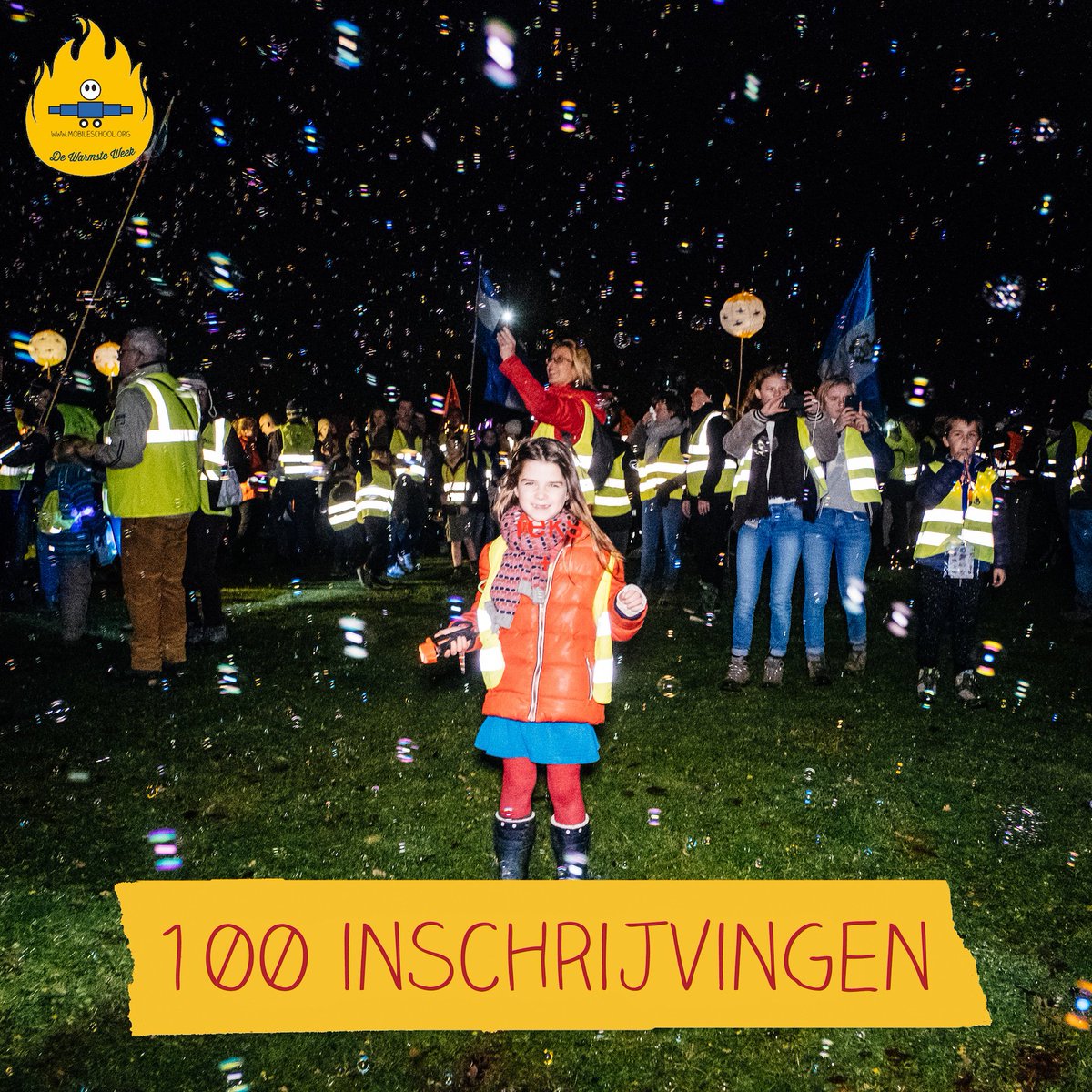 Huppakee, we zijn al met 100 wandelaars op 22 december. Dat wordt weer een gezellige bende!  #duwmee #dewarmsteweek #mfl18 #mobileschool