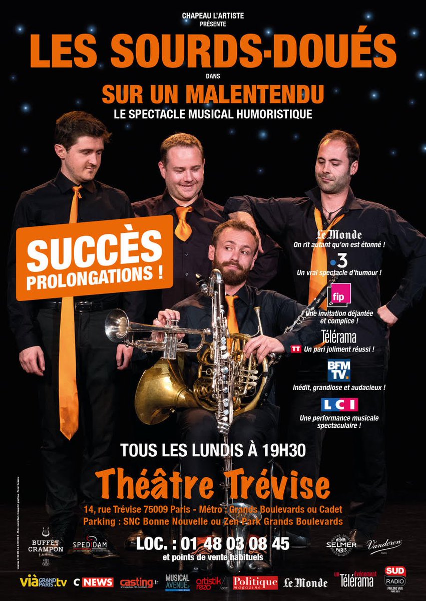 On joue les prolongations au <a href="/theatretrevise/">Théâtre Trévise</a> ! Tous les lundis jusqu'à Noël ! Viens vite nous voir ! Réserve ici : billetreduc.com/187998/evt.htm
#spectacle #humour #musique #Paris #çacartonne #viiiiiiens