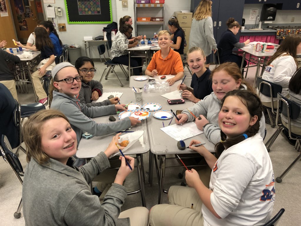 MrsJuris's tweet photo. National Junior Honor Society kindness rock painting! #DelmarRocks https://t.co/9XGlJKCkpC