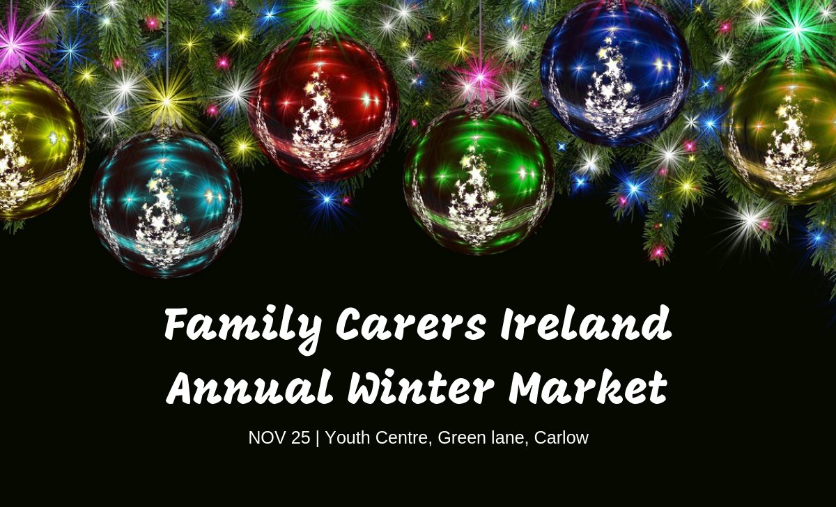 Family Carers Ireland are holding their 6th Annual Winter Market in the Youth Centre, Green Lane, Carlow on Sunday NOV 25th from 10am - 5pm. Another fantastic festive event for a magnificent #CarlowChristmas ! 🎅🎅🎄<a href="/CarersIreland/">Family Carers Ireland</a> <a href="/VisitCarlow/">Visit Carlow</a> <a href="/carlowtourism/">carlow tourism</a>