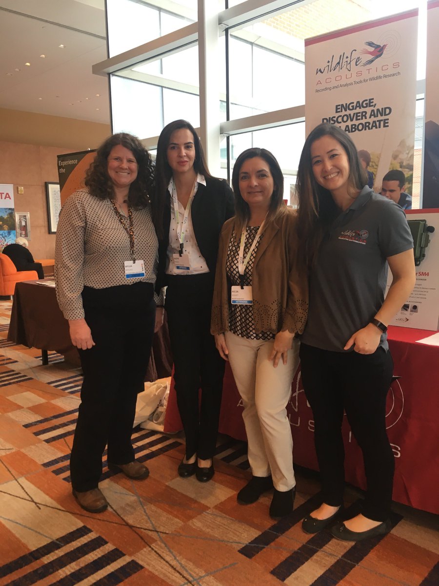 BatConIntl's tweet photo. It was great to catch up with our friends from Bacardi Puerto Rico at the Wildlife Habitat Council 2018 meeting. Mylea Bayless (BCI) with Ruth Velez and Ailsa Bonet (@BACARDI) and Nicole Wright (@WildlifeAcoust). Great Job on the your bat week events!
#WeListen #WHCCon18 https://t.co/VB0pJpDGyW