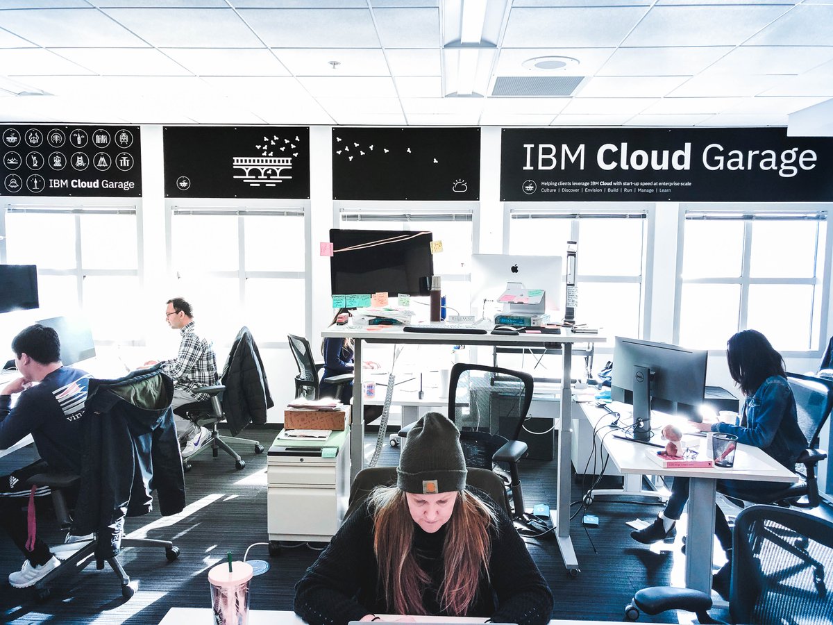 LazzaroChris's tweet image. Just hung up the new signs @rolsendesign made for the Austin #ibmcloudgarage - they look great!  #People #Places #Platform #Practice