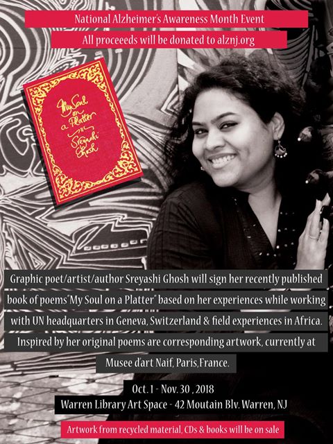 AlzheimerNJ's tweet image. Thanks @ghsre for your donation during this National #AlzheimersAwrarenessMonth! Check out her beautiful work at #WarrenLibrary. All her #art is for sale, and proceeds will be donated to our organization! 🎨 💜