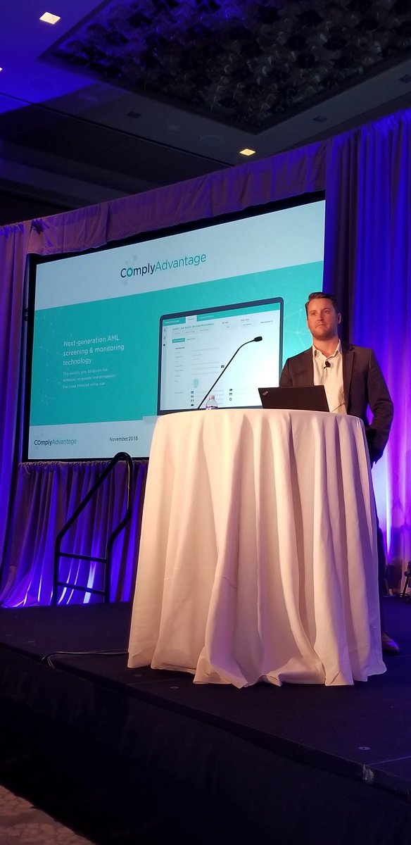 RegTechEnable's tweet image. First #RegTechEnable demo of the day: @ComplyAdvantage, the world&apos;s only AI-driven risk database on people and companies that pose financial crime risk. #AML #AI