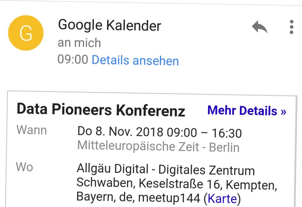 Morgen ist es soweit. Bin dabei!
#DataPioneers #Konferenz #Kempten #DataScience