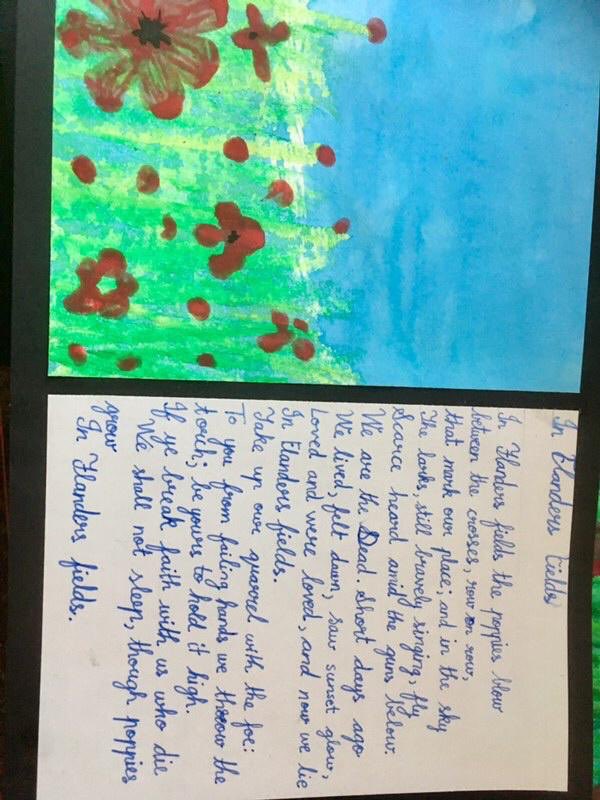 TheWilmAcad's tweet photo. One of the ways we are commemorating the #FirstWorldWarCentenary These are beautiful Class 9, thank you for sharing them with us. #InFlandersFields https://t.co/HFaBcXG2f6