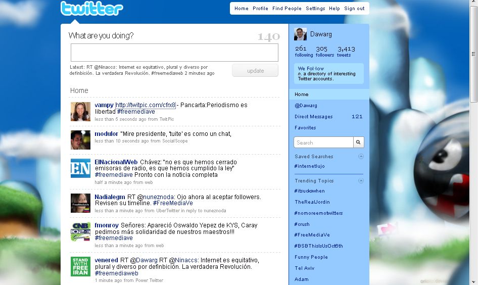 Dawarg's tweet photo. Una captura de Twitter de hace más de 9 años que me deja nostalgia. La interfaz era menos compleja y las fotos se subían a través de apps de terceros.
También una de las primeras veces que #Venezuela se dejó ver en los Trending Topics gracias a la etiqueta #FreeMediaVE https://t.co/GYA8i1KVqU