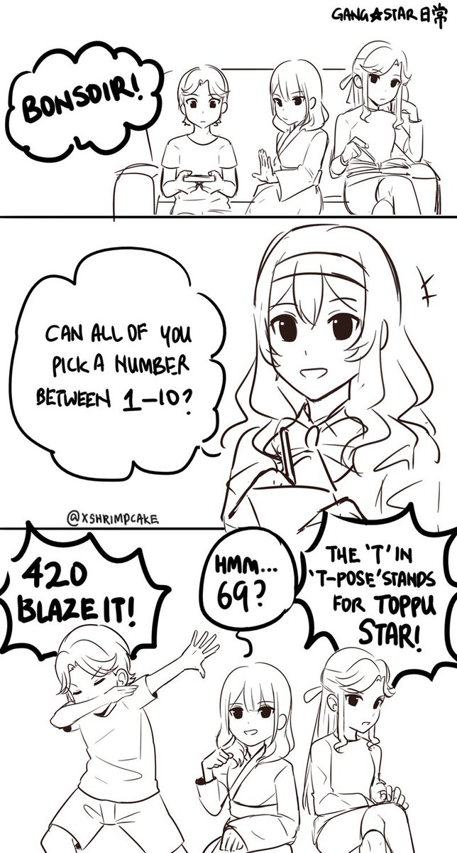 idk why this is so funny to me. my GS headcanon is that everyone trolls Kuro for fun.
T also stands for Tendou Maya
#スタァライト