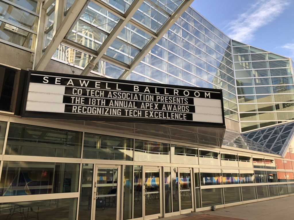 ColoTechAsn's tweet image. We are excited to see the tech community come out tonight for the 18th Annual APEX Awards celebrating the best in Colorado tech! #APEXCO #techobsessed