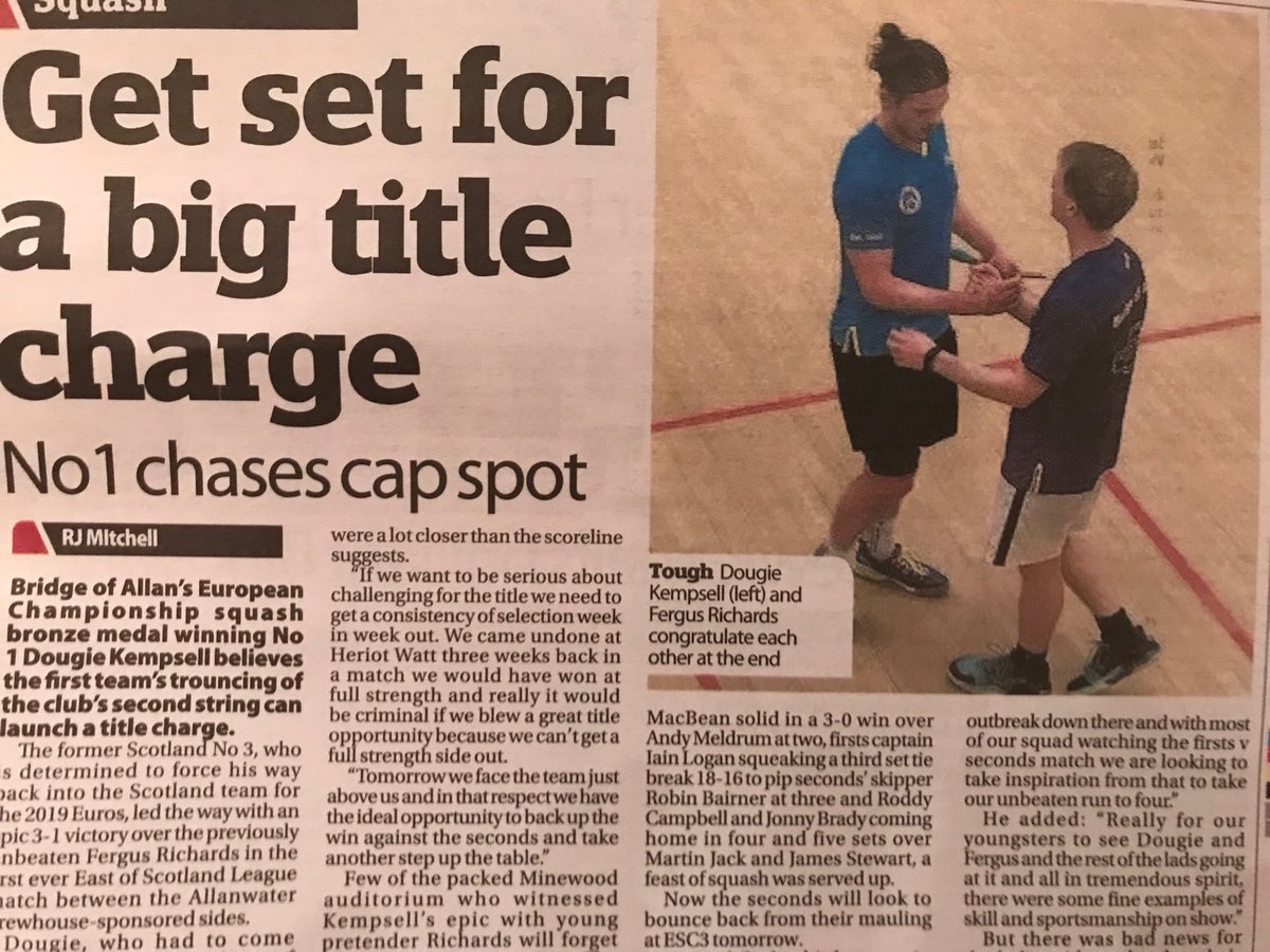 spitfiremedia's tweet photo. Great piece in todays โฆ@StirObserverโฉ on โฆ@boasportsclubโฉ epic starring โฆ@Kempsellโฉ โฆ@FergusRichardsโฉ in โฆ@EastSquashโฉ #whattamatch ๐ป๐บโ๏ธ https://t.co/AXrlh6Je8m